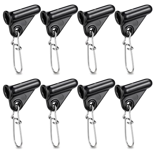 8 Pcs Fishing Line Sinker Sliders with Slide Lock Rotating Swivel Fishing Sinker Weight Slide Sleeve Locking Clips Swivel for Freshwater Saltwater Rig Catfish Rig Black