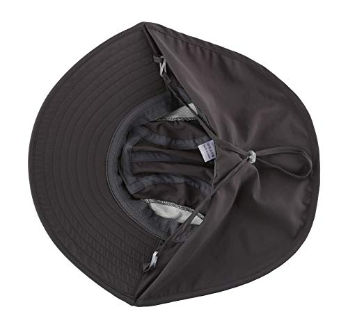 Connectyle Kids Large Brim UV Protection Sun Hat with Neck Flap Mesh Fishing Cap - color: Dark Grey