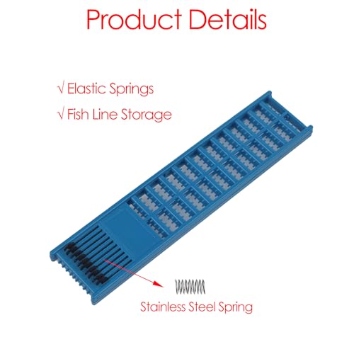 Fishing Snelled Hook Holder, 2-Pack Double-Sided Lead Tray with Spring Clips, 6x27cm Blue and Green Plastic Organizer for Fishing Rigs, Hooks, Lures and Jigs