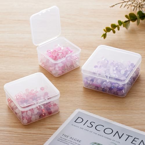 30 Pieces Square Empty Mini Clear Plastic Storage Box, 2.16x2.16x1.38 inch | Hinged Lids, For Small Items, Craft Projects - size: 2.16 x 2.16 x 1.38 inch