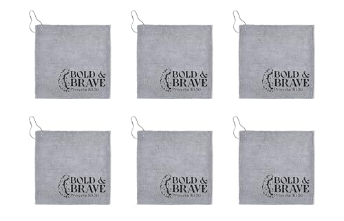 Living Grace Microfiber Towel Set - 12" Square Towels for Fishing Gym Golf Football, 6-Count, Bold & Brave - color: Bold & Brave