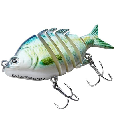 Bassdash SwimPanfish 0.34oz Hard Swimbaits Multi Jointed Topwater Trout Bass Fishing Crank Lure for Freshwater and Saltwater - color: Blue Fish