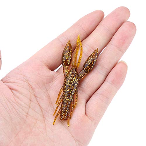 6 Colors Silicone Soft Fishing Crawfish Artificial Lures Bait Durable Fish Strike Texas Rig Bass Lake 4pcs - color: Sauce yellow, size: #-06