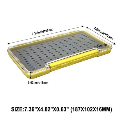 Aventik Silicone Fly Boxes Super Slim Waterproof Best Pocket Sizes Fly Fishing Storage 7.36"X4.02"X0.63"/5.39"X3.74" X0.63'(2pc-g048lt) - style: 2PC-G048LT:7.36"X4.02"X0.63"