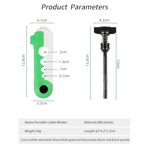 2pc Mini Fishing Line Winder Spooler Machine - Portable Handheld Line Winding Tool, Easy to Install & Use, ABS Durable Plastic with 4 Adaptor Holes for Rods - color: Black & Green