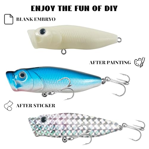 30Pcs Fishing Lure Blanks Unpainted Fishing Lures Kit Crankbait Blanks Mixed Hard Baits Crankbait Minnow Jerkbait Popper VIB Lure Bodies DIY Fishing Lures Kit