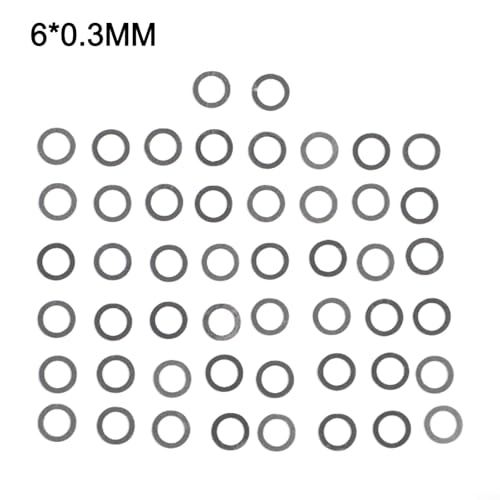 FABULETTA Fishing Reel Knob Gasket, M2.5 Locking Screw Set, Metal Adjustment Washers for Rocker Arm Handle Repair, 50pcs Silver Hardware Kit(6 * 0.3mm) - size: 6*0.3mm