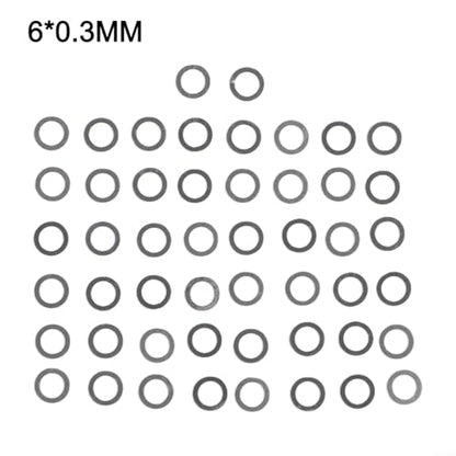 FABULETTA Fishing Reel Knob Gasket, M2.5 Locking Screw Set, Metal Adjustment Washers for Rocker Arm Handle Repair, 50pcs Silver Hardware Kit(6 * 0.3mm) - size: 6*0.3mm
