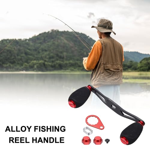 Fishing Reel Handle, Reel Handle Rocker Arm Grip with Knob Replacement Parts - color: Red/Black