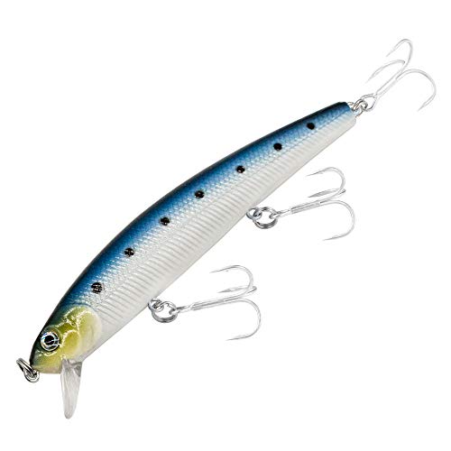 Calissa Offshore Tackle 110mm and 140mm California Inshore Fishing - Special Jerkbait Crankbait Surf Flash Fishing Salt Pro Lure Minnow Zebra MS Metallic Sardine Glow - size: 110mm, style: Glow Sardine