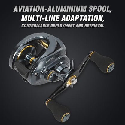 Baitcaster Reels 6.4:1 High-Speed Gear Ratio 33LB Max Drag 8+1 Bearings | Baitcasting Fishing Reel Lightweight Saltwater & Freshwater Fishing Reel for Bass and Pike - color: Blue-Right