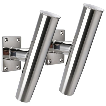 YaeMarine 2/4Pcs Tournament Style Stainless Steel Wall /Transom Mount Rod Holders for Marine Boat - style: 20 Degree-2pcs