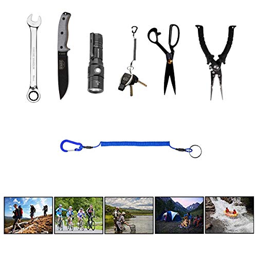 Retractable Tether Multi Colored Coiled Lanyard Fishing Lanyard Safety Rope 12pcs with Carabiner for Fishing Hunting Hiking Boating Camping Tools