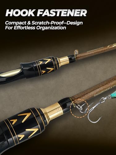 Jenseits Carbon Fiber Fishing Rod Series (6-12 Ft), Spinning & Casting Rods with Stainless Steel Ceramic Guides, Fast Action Fishing Pole for Bass, Trout, Walleye & Surf Fishing - size: 6'6"-Medium-Fast-Black, style: Casting