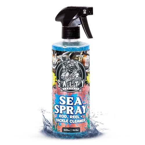 Salty Captain Sea Spray – Fishing Reel Cleaner Spray 500ml – Salt Remover for Rods, Reels & Tackle – Prevents Rust & Corrosion – Easy Reel Cleaning Kit, Extends Gear Life, Fast & Easy Cleaning
