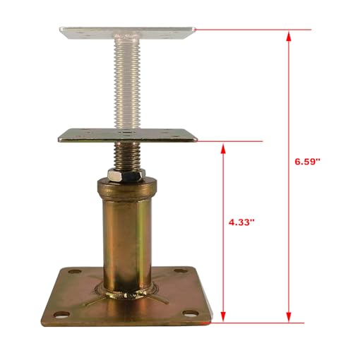 Adjustable 4 1/3" - 7" House Floor Jacks Mini Screw Post Pole for Leveling, Galvanized, 6 Pack - size: 4.3-7 inch