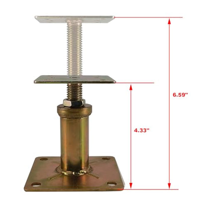 Adjustable 4 1/3" - 7" House Floor Jacks Mini Screw Post Pole for Leveling, Galvanized, 6 Pack - size: 4.3-7 inch