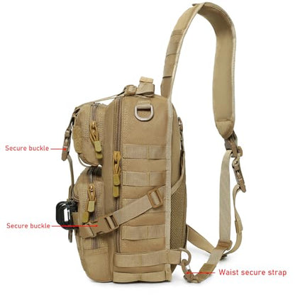 Tactical Sling Bag Backpack Military Rover Shoulder Sling Pack EDC Molle Assault Range Bag Crossbody Chest Pack (Coyote) - color: Coyote