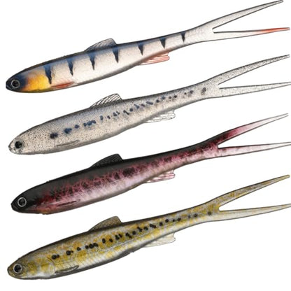 4pcs 5.5in Paddle Tail Swimbaits, Soft Fishing Baits, Soft Plastic Fishing Lures, Saltwater Freshwater Bass Trout Crappie Pike Perch Salmon Lures Kit