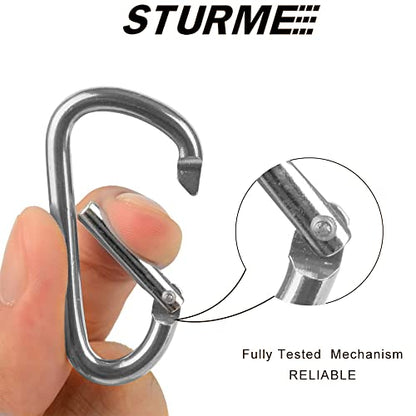 STURME 2" Aluminum D Ring Carabiners Clip D Shape Spring Loaded Gate Small Keychain Carabiner Clip Set Outdoor Camping Mini Lock Snap Hooks Spring Link Key Chain Durable Improved 24 PCS - color: Silver