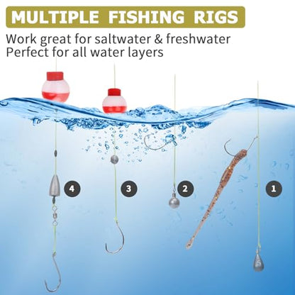 TRUSCEND Complete Fishing Accessories - Tackle Box with Tackle Included, Fishing Hooks, Jig Heads, Sinkers, Weights, Swivels, Snaps, Bobbers, Leaders - Fishing Gear Set for Bass Trout Panfish Walleye - color: ‎A-255pcs Giftable Kit