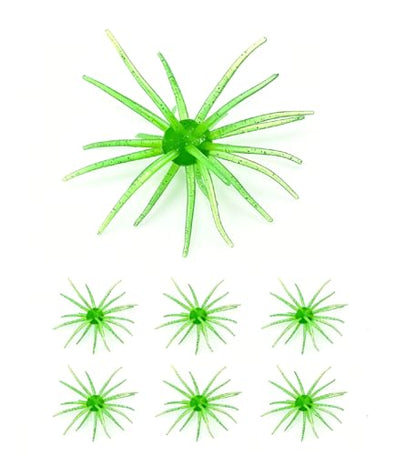 Tentacle Creature Lure Sea Urchin Soft Bait 3.6" & 4.3" TPE Lures 10/6-Pack, Natural Sinking Micro-Vibration for Crappie Bluegill Perch Bass Trout, Compatible Jig Heads Treble Hooks - color: Green Flash, size: L-6pcs