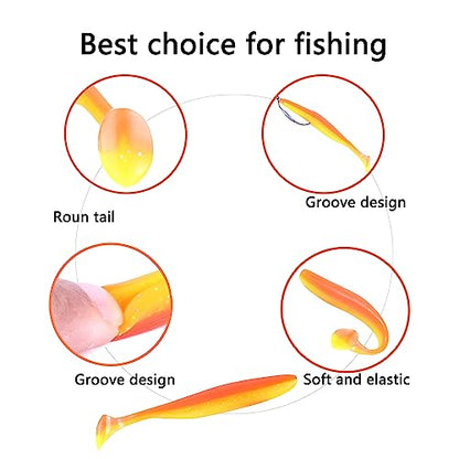 Paddle Tail Swimbaits,Soft Plastic Fishing Lures Swim Baits for Bass Fishing,30/50pcs with Box,Soft Plastic Swimbaits for Bass Trout Crappie Lures Kit for Saltwater Freshwater - color: D:3.54in/0.148oz-30pcs