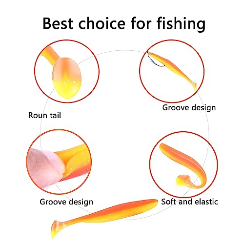 Paddle Tail Swimbaits,Soft Plastic Fishing Lures Swim Baits for Bass Fishing,30/50pcs with Box,Soft Plastic Swimbaits for Bass Trout Crappie Lures Kit for Saltwater Freshwater - color: D:3.54in/0.148oz-30pcs