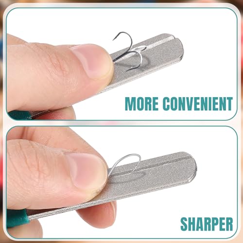 Skylety 2 Pcs Hook Sharpener Hook File for Fishing Diamond File with Handle Portable Double Sided Fine and Medium Grit for Fishing - color: Green
