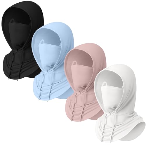 Funtery Summer Cooling Balaclava Mask, UV Protection Hood Mask Breathable Cycling Face Cover Full Head Scarf for Men Women - color: Black, White, Pink, Light Blue