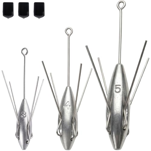 Sputnik Sinker Spider Sinkers 3/6‑Piece — Heavy‑Duty Long‑Tail Surf Fishing Weights for Strong Currents and Beach Casting, Lead Alloy Tackle Set - size: 3 Pack – 3oz to 5oz