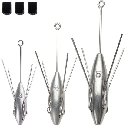 Sputnik Sinker Spider Sinkers 3/6‑Piece — Heavy‑Duty Long‑Tail Surf Fishing Weights for Strong Currents and Beach Casting, Lead Alloy Tackle Set - size: 3 Pack – 3oz to 5oz