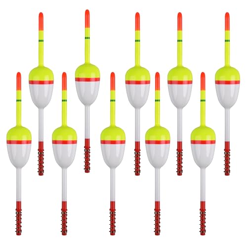 Wood Slip Bobbers Fishing Floats and Bobbers Spring Oval Stick Slip Floats for Crappie Catfish Trout Panfish Walleyes Bass Fishing 10/20pcs - color: 1.57in*0.91in*5.63in-10pcs