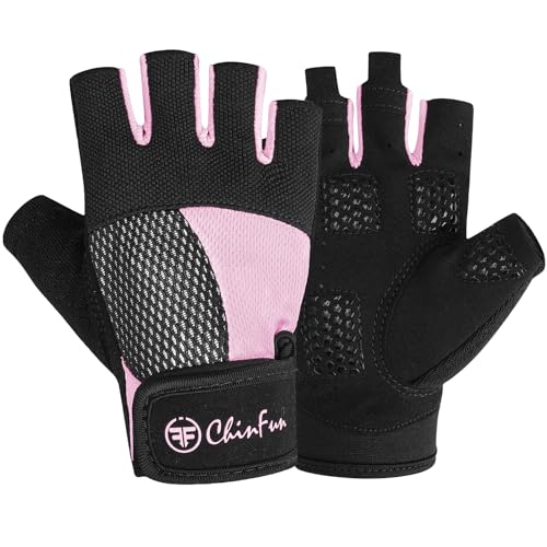 ChinFun Kayaking Gloves 3/4 Finger - Provide Cushioning and Protection, with Resistant Palm and Grip, Easy to Take on and Off, Perfect for Diving, Sailing, Kayaking - Men, Women, Youth - color: Pink, size: Medium
