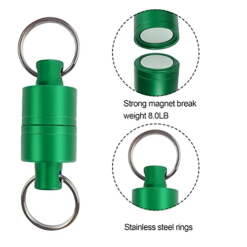 Aventik Magnetic Net Release Ultra-Strong Keychain Fly Fishing Net Retractor with Coiled Lanyard Carabiner Clip - color: Green