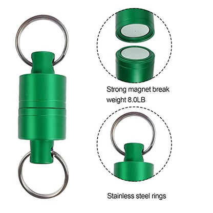 Aventik Magnetic Net Release Ultra-Strong Keychain Fly Fishing Net Retractor with Coiled Lanyard Carabiner Clip - color: Green