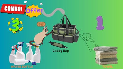 Wearable Cleaning Caddy Organize Bag with Spray bottle & Towel,Handles for Cleaners & Housekeeper,Under Sink & Car Cleaning Tool Organizers Bag with Adjustable Shoulder Strap&Waist Belt (Green) - color: Green
