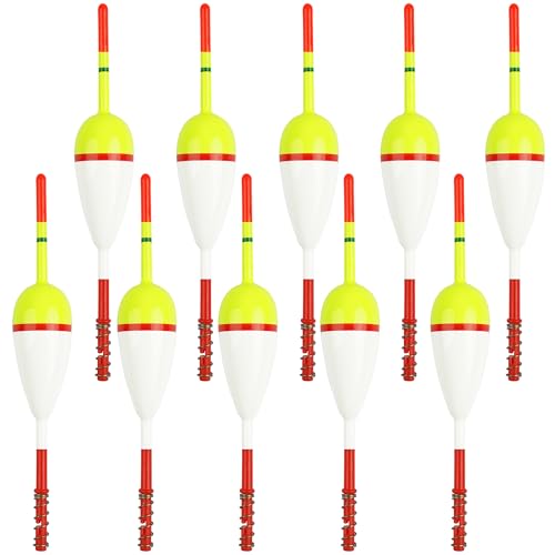 Fishing Bobbers Floats,Wood Slip Bobber Fishing Spring Oval Stick Slip Balsa Bobber for Crappie Catfish Trout Panfish Walleyes Fishing Tackle Accessories - color: 1.97in X 0.91in X 5.63in - 10pcs