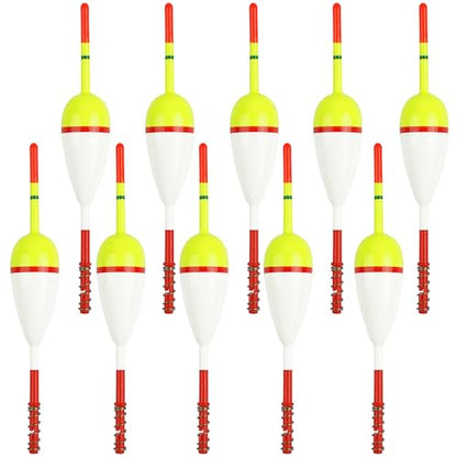 Fishing Bobbers Floats,Wood Slip Bobber Fishing Spring Oval Stick Slip Balsa Bobber for Crappie Catfish Trout Panfish Walleyes Fishing Tackle Accessories - color: 1.97in X 0.91in X 5.63in - 10pcs