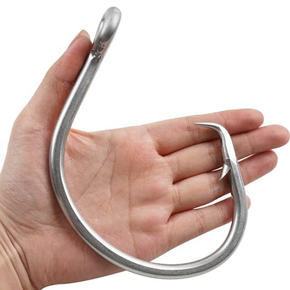 OROOTL Tuna Circle Hooks, 12pcs Stainless Steel Fishing Hooks Catfish Hooks for Saltwater Freshwater 2X Strong Inline Circle Hook for Tuna Carp Catfish Bass and More Size 8/0-18/0 - size: 8/0-12pcs