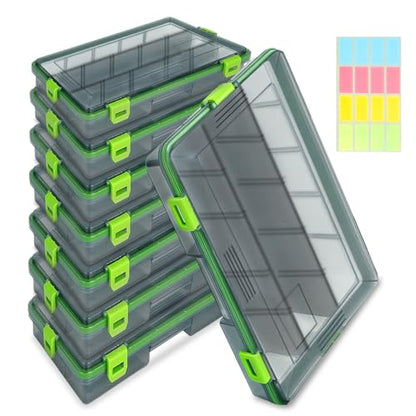 8 Pcs Fishing Tackle Boxes with Adjustable Dividers Waterproof Clear Fishing Tackle Storage Organizer Airtight Plastic Tackle Box for Lure Bait Hook Terminal Tackle(Large)