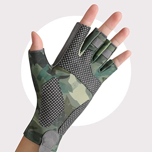 Protection Fingerless Fishing Gloves, UPF50+ Breathable Quick Drying Slip Sun Gloves for Men, with Lightweight Stretch Material for Kayaking Hiking Paddling Driving