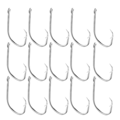 PartyKindom 50Pcs Offset Octopus Fishing Hooks Stainless Steel Long Shank Barbed Hooks Saltwater and Freshwater Bass Fishing Terminal Tackle