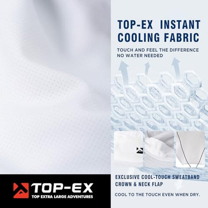 TOP-EX Cooling Sun Hat with Neck Flap – UPF 50+ Wide Brim Breathable Hat for Hiking, Fishing & Big Heads - color: White, size: Medium-Large