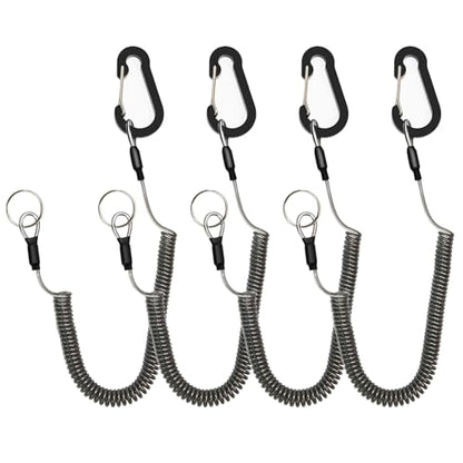 Retractable Safety Lanyards Coiled Lanyard with Aluminum Hook and Quick Release Buckle Lanyard Safe Tool for Fishing Kayaking Keys - color: 4Pcs