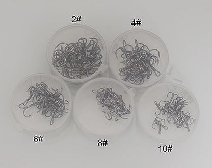 20pc/Box Fishing Treble Hooks Set High Carbon Steel Fishing Hooks Classic Round Bend Hook 2# 4# 6# 8# 10# - color: Black, size: 6#-20pcs