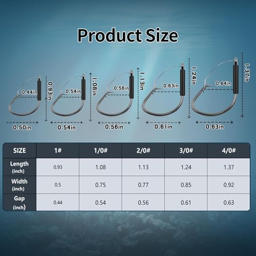9KM DWLIFE Weedless Wacky Rig Hooks 25Pcs Weedless Hooks Sharp Corrosion-Resistant Wacky Worm for Bass Fishing Neko Rig - size: 1#