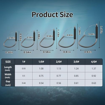 9KM DWLIFE Weedless Wacky Rig Hooks 25Pcs Weedless Hooks Sharp Corrosion-Resistant Wacky Worm for Bass Fishing Neko Rig - size: 4/0#