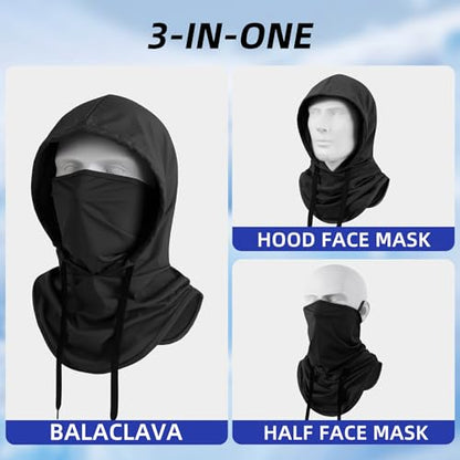 Summer Balaclava Face Mask with Breathable Holes Sun Face Shield UV Protection Full Head Mask for Men Women Fishing Cycling - color: Black-standard