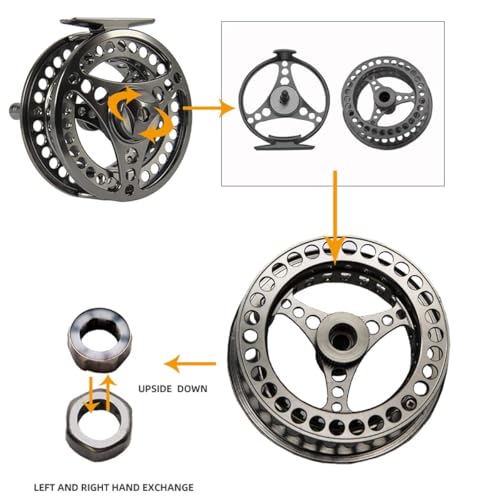 EX-ALC Fly Reel 3/4 5/6 7/8 9/10WT CNC Machined Large Arbor Aluminum Fly Fishing Reels Silver/Gunsmoke Fly Reels - color: Gunsmoke, size: 3/4WT Fly Reel